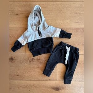 Little Bipsy Gray and Black Kids Hoodie and Jogger Set